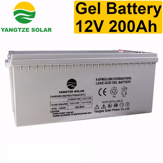 5 anni di garanzia, batteria solare a ciclo profondo gel da 12 V 200 Ah per Power Bank
